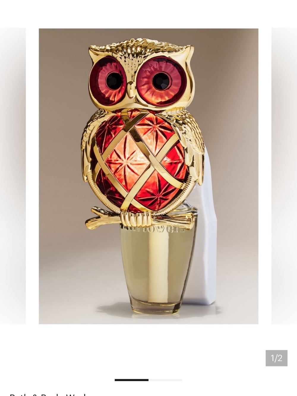 🦉 BBW Gold Owl with Red Crystal Accents Wallflower Plug NEW